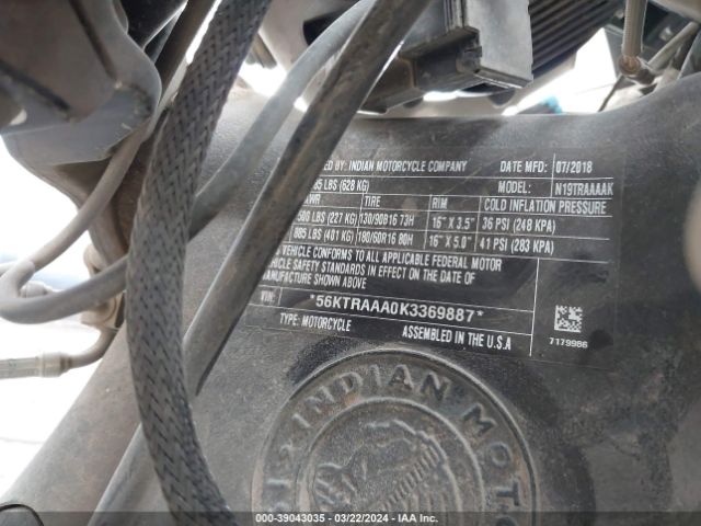 2019 INDIAN MOTORCYCLE CO. ROADMASTER 56KTRAAA0K3369887 Photo 9