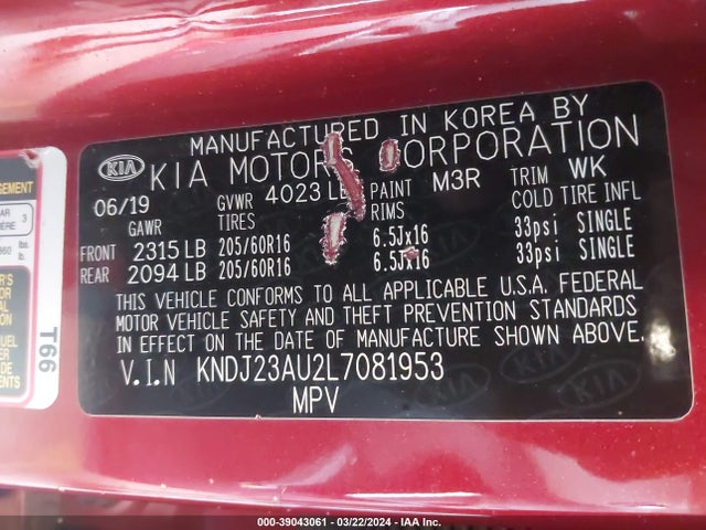 KIA SOUL LX 2020 KNDJ23AU2L7081953 Image 9