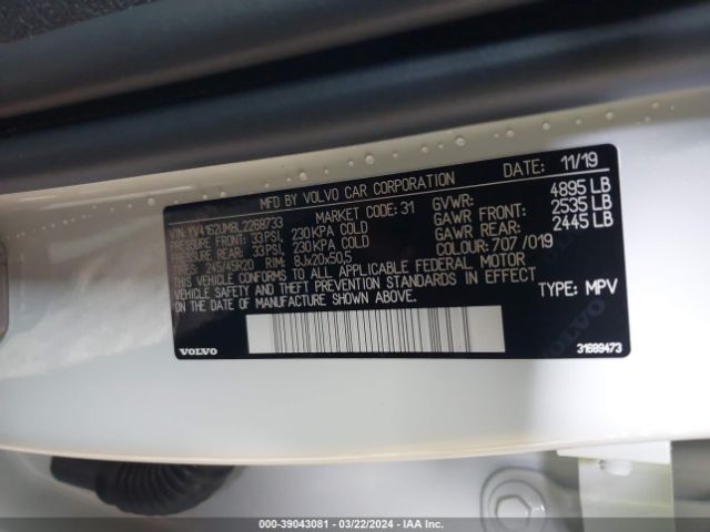 2020 VOLVO XC40 YV4162UM8L2268733 Photo 8