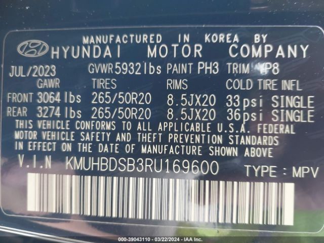 KMUHBDSB3RU169600 Genesis Gv80 2.5t Awd