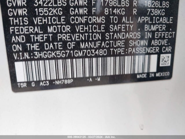 Honda FIT EX 2016 3HGGK5G71GM703480 Image 9