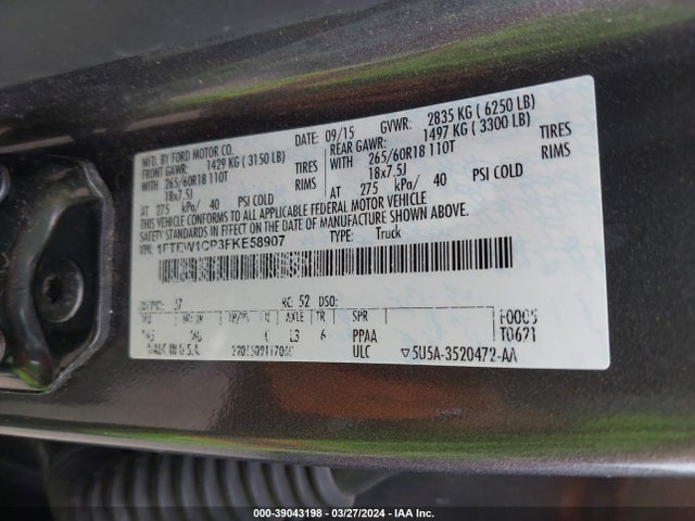 Ford F-150 Xlt 2015 1FTEW1CP3FKE58907 Image 9