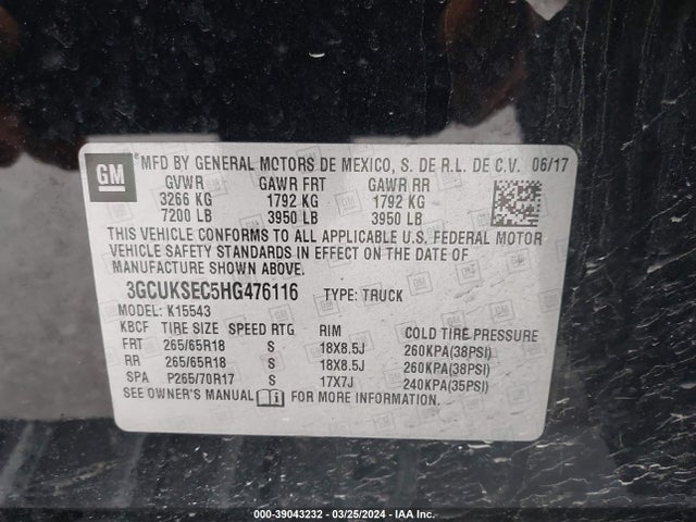 Chevrolet Silverado 1500 2lz 2017 3GCUKSEC5HG476116 Image 9