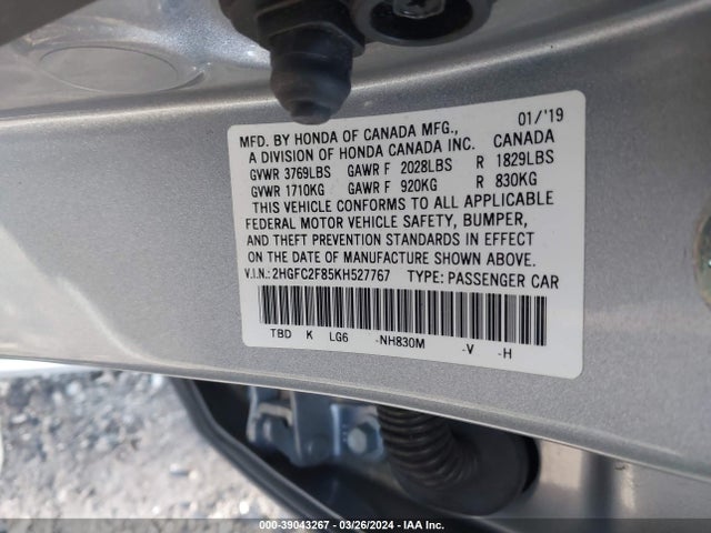 Honda Civic Sport 2019 2HGFC2F85KH527767 Image 9