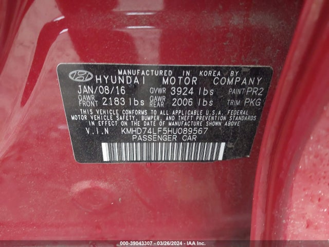 Hyundai ELANTRA SE 2017 KMHD74LF5HU089567 Image 9