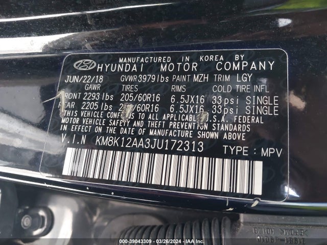 Hyundai Kona Se 2018 KM8K12AA3JU172313 Image 9