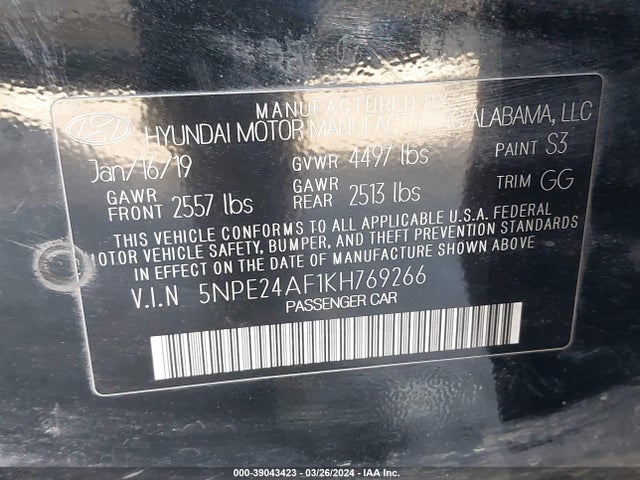 Hyundai SONATA SE 2019 5NPE24AF1KH769266 Image 9