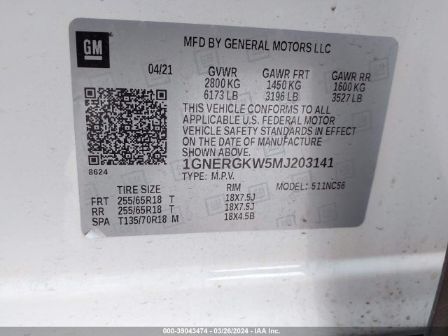 Chevrolet Traverse Fwd Lt Cloth 2021 1GNERGKW5MJ203141 Image 9