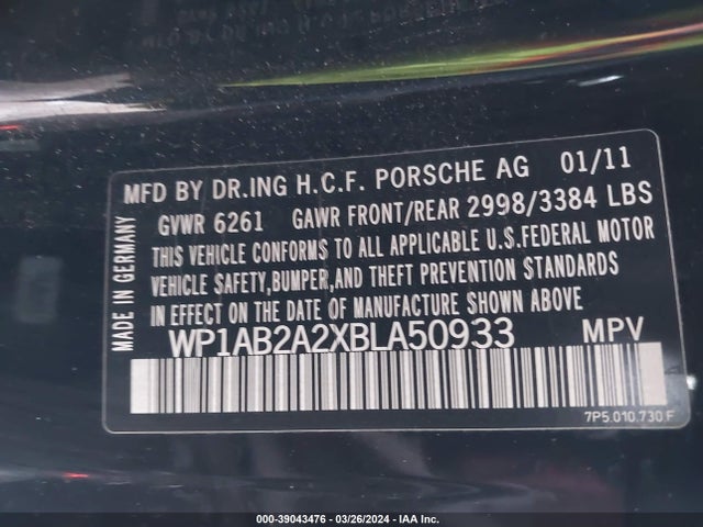 2011 PORSCHE CAYENNE WP1AB2A2XBLA50933 Photo 8