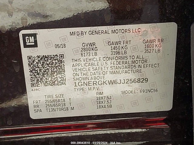 Chevrolet Traverse 1lt 2018 1GNERGKW6JJ256829 Image 9