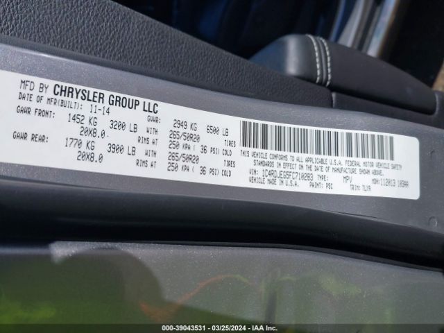 1C4RDJEG5FC710283 Dodge Durango Citadel