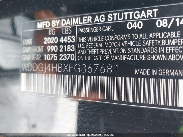 WDDGJ4HBXFG367681 Mercedes-Benz C 250