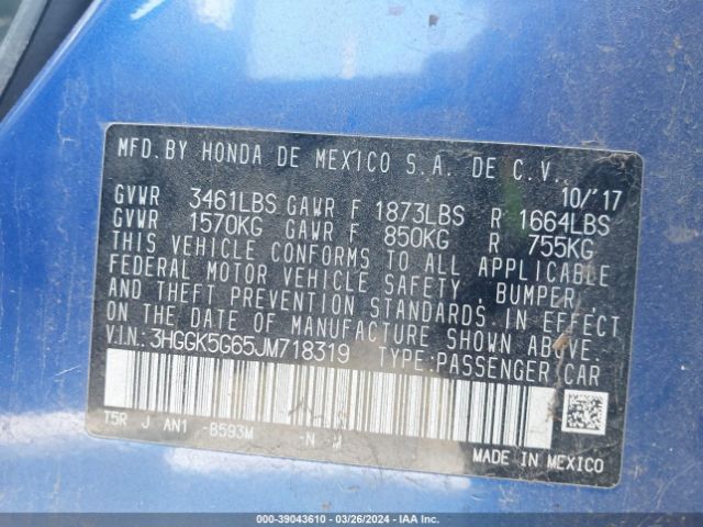 3HGGK5G65JM718319 Honda Fit Sport