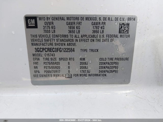 Chevrolet Silverado 1500 1lt 2015 3GCPCREC0FG122584 Image 9