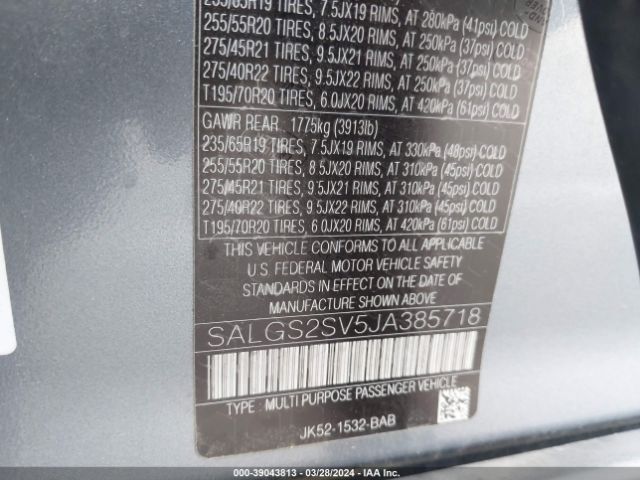 SALGS2SV5JA385718 Land Rover Range Rover 3.0l V6 Supercharged Hse