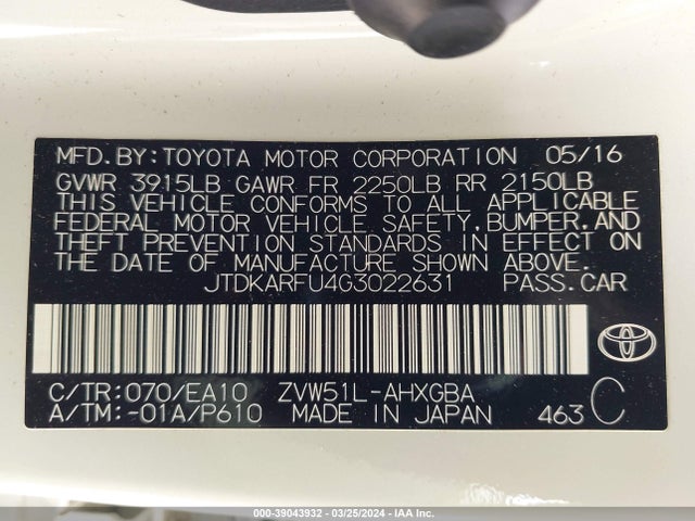 Toyota Prius Four 2016 JTDKARFU4G3022631 Image 9
