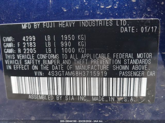 4S3GTAM68H3715919 Subaru Impreza 2.0i Sport