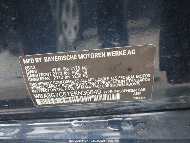BMW 328i Xdrive 2014 WBA3G7C51EKN36649 Image 9