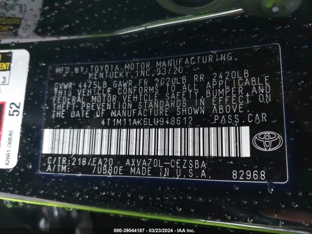 Toyota CAMRY SE 2020 4T1M11AK6LU948612 Image 9