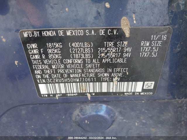 Honda HR-V EX 2017 3CZRU5H50HM710611 Image 9