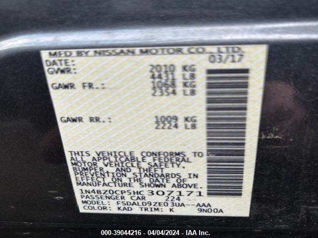 Nissan LEAF SV 2017 1N4BZ0CP5HC307171 Image 9