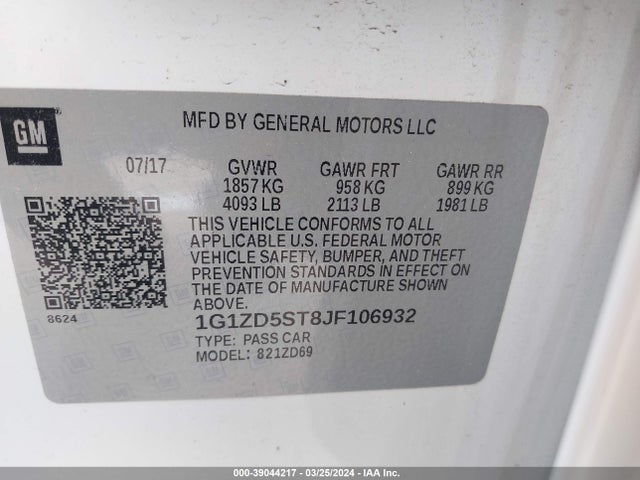 Chevrolet MALIBU LT 2018 1G1ZD5ST8JF106932 Image 9