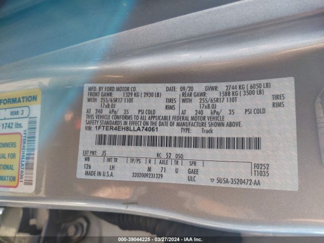 1FTER4EH8LLA74061 Ford Ranger Xlt