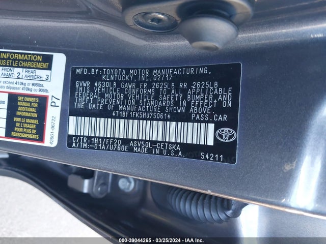 Toyota CAMRY SE 2017 4T1BF1FK5HU750614 Image 9