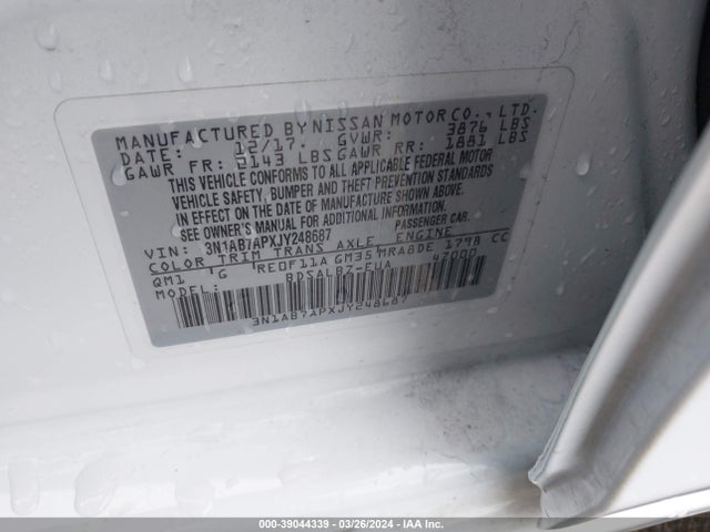 Nissan SENTRA S 2018 3N1AB7APXJY248687 Image 9