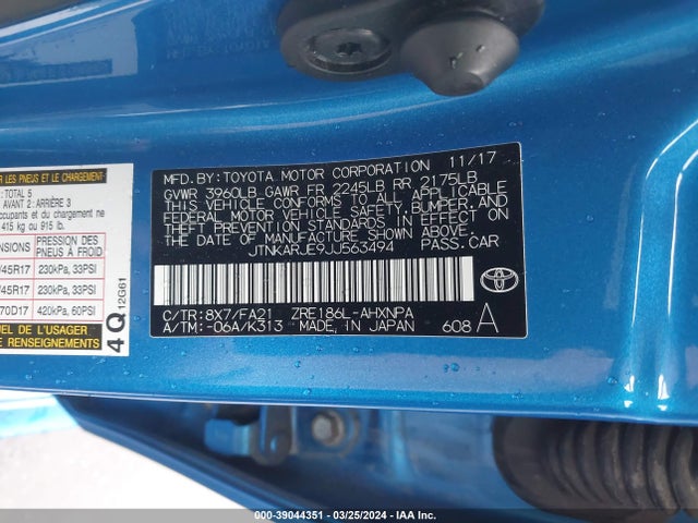 Toyota COROLLA IM 2018 JTNKARJE9JJ563494 Image 9