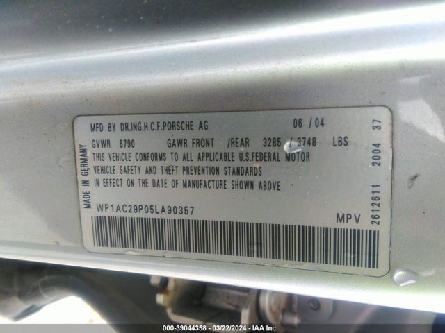 2005 PORSCHE CAYENNE WP1AC29P05LA90357 Photo 8