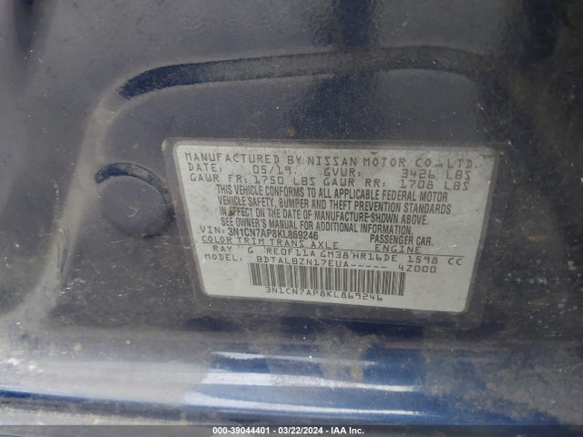 Nissan Versa 1.6 Sv 2019 3N1CN7AP8KL869246 Image 9