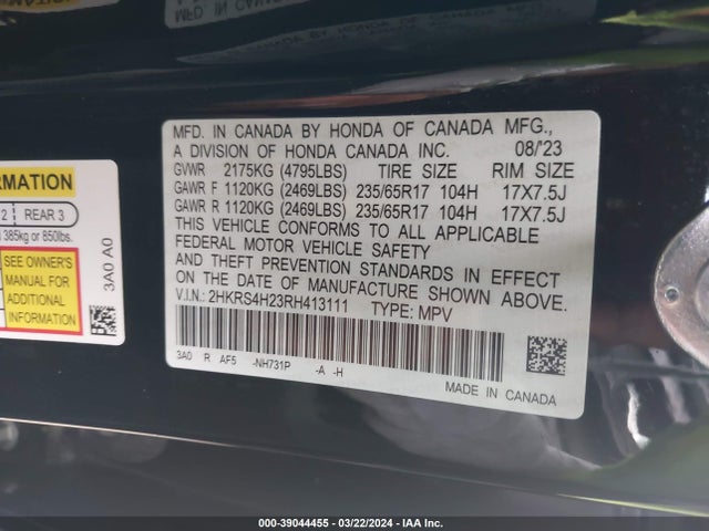 Honda Cr-v Lx Awd 2024 2HKRS4H23RH413111 Image 9