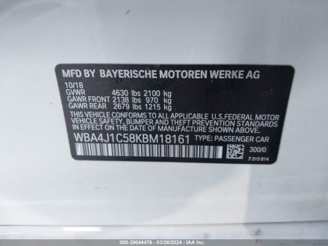 WBA4J1C58KBM18161 BMW 430i Gran Coupe