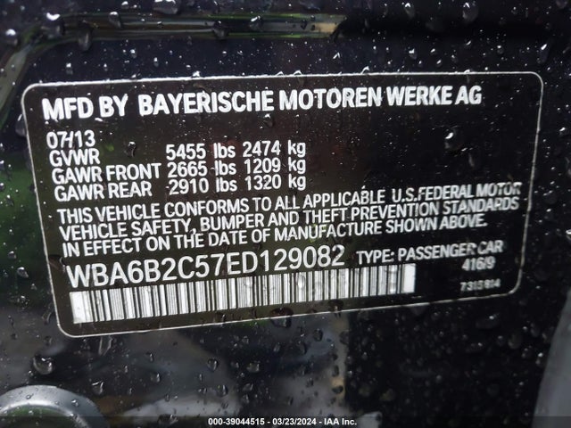 BMW 650i Gran Coupe 2014 WBA6B2C57ED129082 Image 9