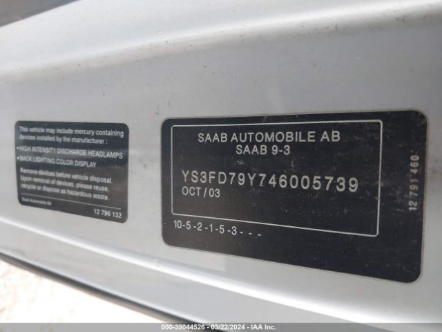 2004 SAAB 9-3 YS3FD79Y746005739 Photo 8