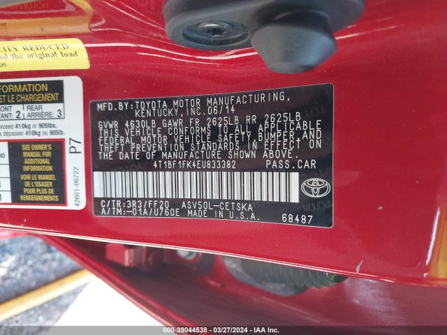 Toyota CAMRY SE 2014 4T1BF1FK4EU833382 Image 9