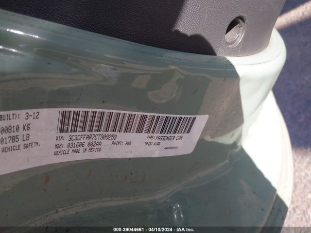 2012 FIAT 500 3C3CFFAR7CT309259 Photo 8