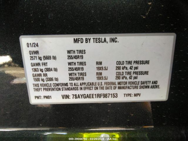 7SAYGAEE1RF987153 Tesla Model Y Long Range Dual Motor All-wheel Drive