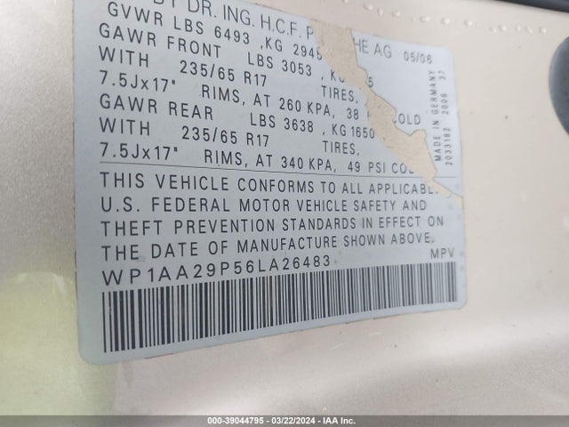 2006 PORSCHE CAYENNE WP1AA29P56LA26483 Photo 8