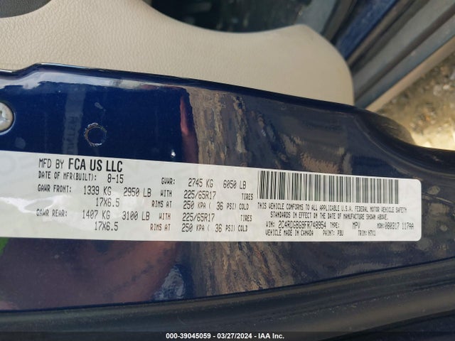 Dodge Grand Caravan Avp/se 2015 2C4RDGBG9FR748954 Image 9