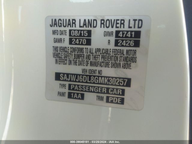 SAJWJ6DL8GMK30257 Jaguar F-TYPE R