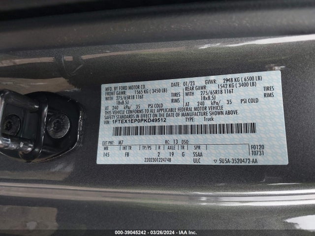 Ford F-150 Xlt 2023 1FTEX1EP0PKD49512 Image 9