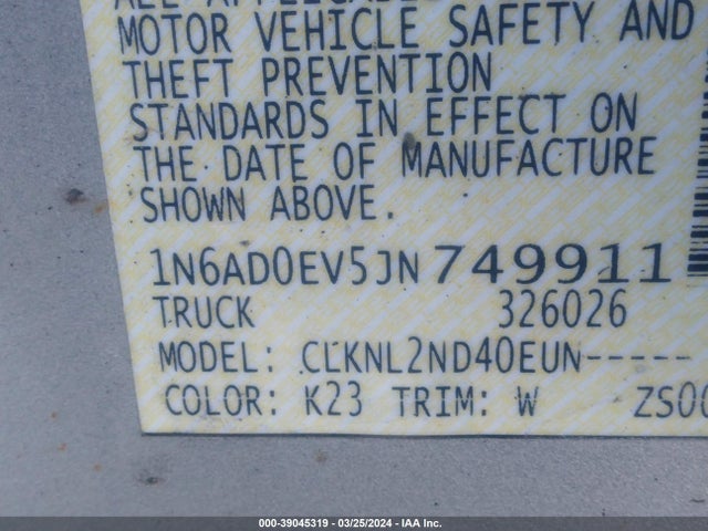 Nissan Frontier Sv 2018 1N6AD0EV5JN749911 Image 9