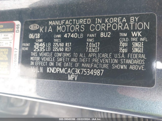 KIA Sportage Lx 2019 KNDPMCAC3K7534987 Image 9