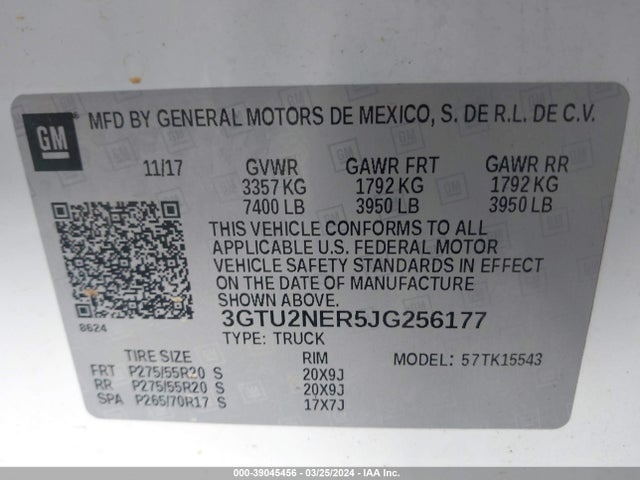 GMC Sierra 1500 Slt 2018 3GTU2NER5JG256177 Image 9