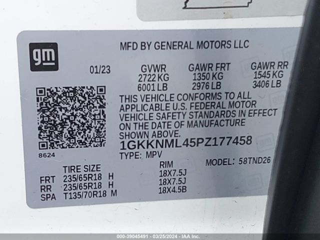 1GKKNML45PZ177458 GMC Acadia Fwd Slt