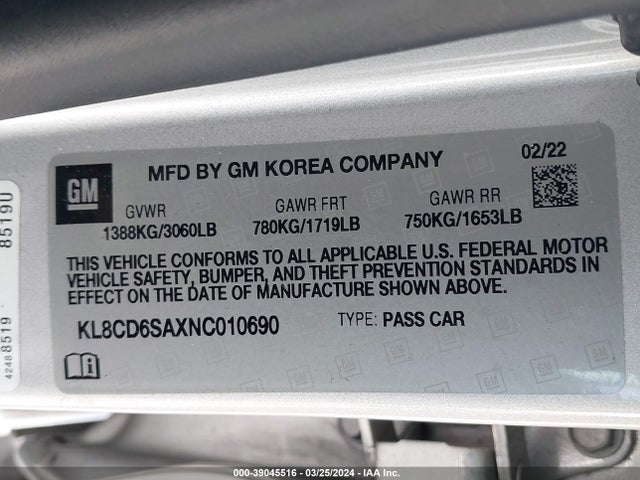Chevrolet Spark Fwd 1lt Automatic 2022 KL8CD6SAXNC010690 Image 9