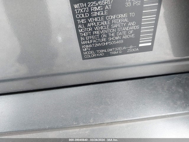 Nissan ROGUE SV 2017 KNMAT2MV0HP505469 Image 9