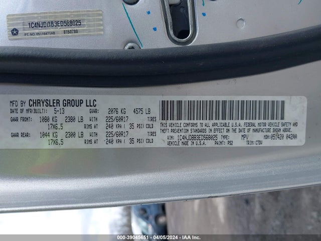 Jeep Compass Sport 2014 1C4NJDBB3ED568025 Image 9